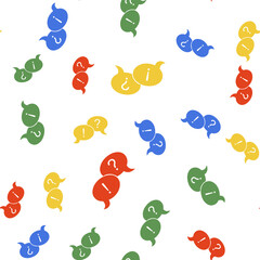 Color Speech bubbles with Question and Exclamation marks icon isolated seamless pattern on white background. FAQ sign. Copy files, chat speech bubble. Vector.