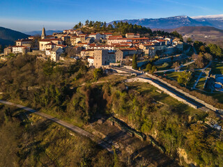Fototapeta na wymiar Aerial view of famous karst village Stanjel, Slovenia