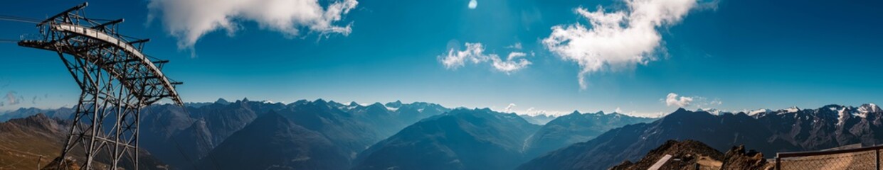 Fototapeta na wymiar High resolution stitched panorama of a beautiful alpine summer view at the famous Gaislachkogel summit, Soelden, Oetztal, Tyrol, Austria