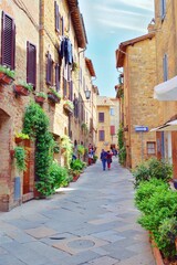 landscape of the historic center of Pienza in Siena. It is a famous medieval Italian town of great artistic importance in Tuscany