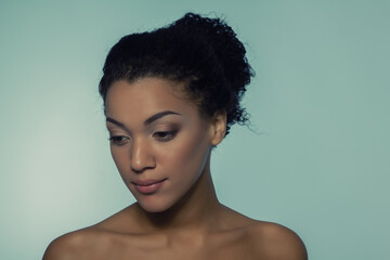 Young beautiful african american woman, modern art portrait