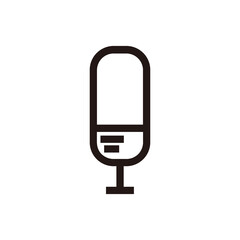 simple silhouette microphone with two stripes for broadcast or podcast icon or logo
