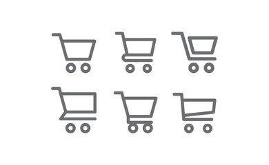 Shopping cart vector icon collection. E-commerce online shop symbol.
