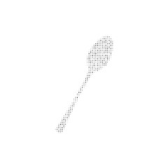 The spoon symbol filled with black dots. Pointillism style. Vector illustration on white background