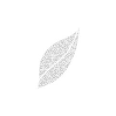 The leaflet symbol filled with black dots. Pointillism style. Vector illustration on white background