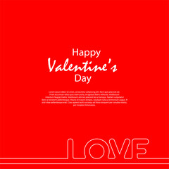 Valentines card with line text love. Vector