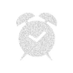 The alarm clock symbol filled with black dots. Pointillism style. Vector illustration on white background