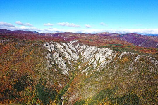 Aerial autumn view of Zadielska dolina valley in Slovakia
