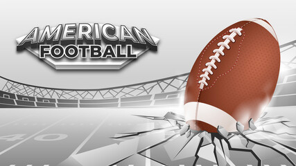 The Ball Cracks The Field in American Football Background