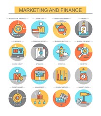 Marketing and finance. Set of flat, vector, color, icons. Icons for the site.

