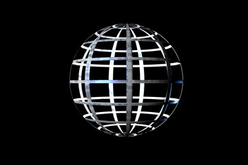 3d abstract figure sphere metal grid texture