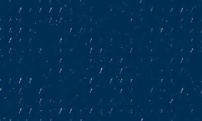 Seamless background pattern of evenly spaced white forks of different sizes and opacity. Vector illustration on dark blue background with stars