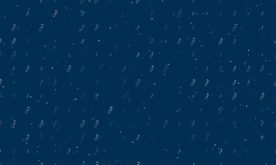 Seamless background pattern of evenly spaced white dynamite symbols of different sizes and opacity. Vector illustration on dark blue background with stars