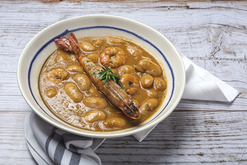 Homemade White Bean Stew with Prawns