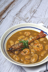 Homemade White Bean Stew with Prawns