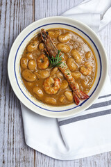 Homemade White Bean Stew with Prawns