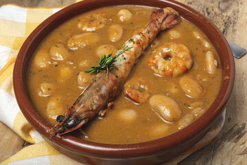 Homemade White Bean Stew with Prawns