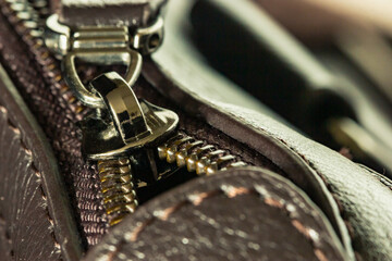 Leather zip closure