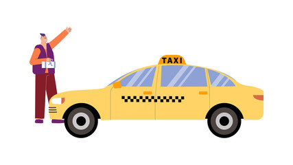 Naklejka premium Flat Taxi Illustration