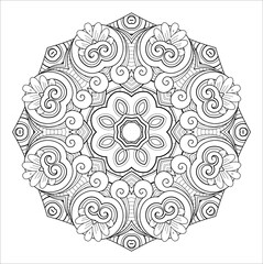 Vector Monochrome Mandala. Ethnic Decorative Element. Round Abstract Object Isolated On White Background