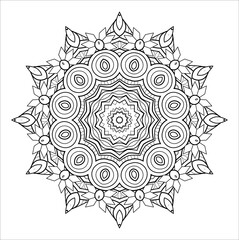 Vector Monochrome Mandala. Ethnic Decorative Element. Round Abstract Object Isolated On White Background