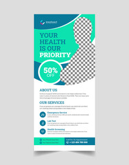 Medical healthcare hospital doctor clinic dental business DL Flyer rack card template design for print