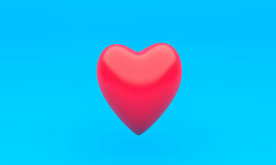 red heart on a light blue background