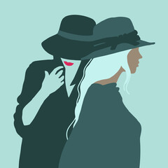 Beautiful women wearing hats