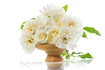 bouquet of beautiful white roses isolated on white
