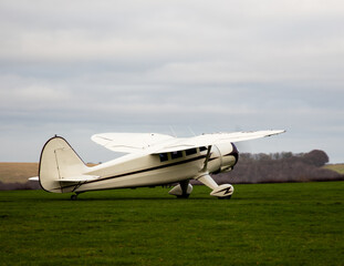 Vintage monoplane aircraft on the ground
