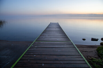 Obraz na płótnie Canvas Sunrise Northern Lake Dock