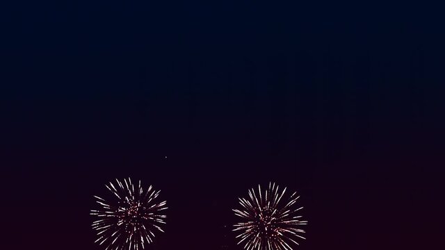 blue scattering of stars fireworks against the black night sky. Overall plan