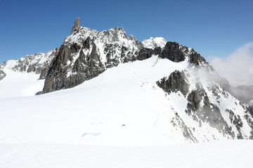 Mont Blanc Massif. Famous alpine peak Dent du Geant