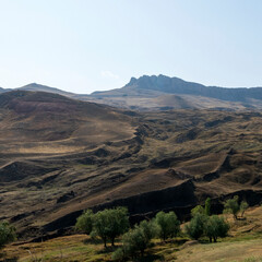 Durupınar site where some people believe Noah Ark can be seen on the slope of the mountain. Site is near Mount Ararat at Turkey, Iran and Armenia borders.