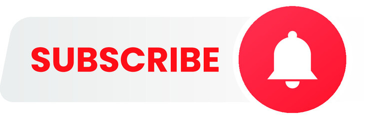 White and red subscribe button with subscribe bell