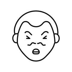 Angry man face line icon