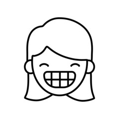 Girl big smile line icon