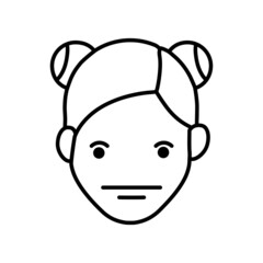 Girl straight face line icon