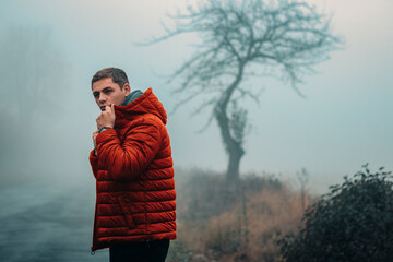 boy in the red jacket