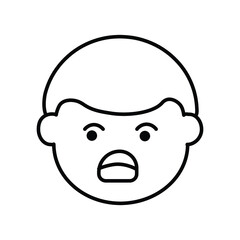The boy surprised face line icon