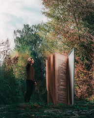 person with a magic book