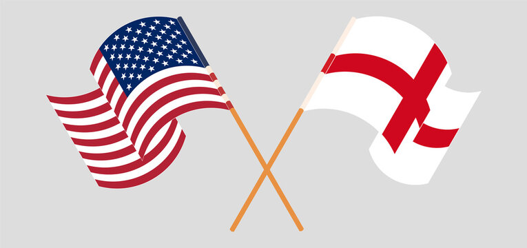 Crossed flags of the USA and England