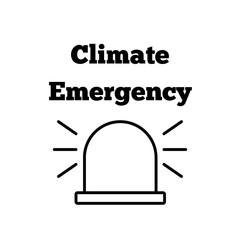 Phrase "Climate Emergency" on a white background. Abstract raster lettering illustration