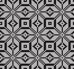 Seamless vector geometric pattern knitted black and white