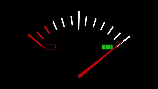 Electric Fuel Meter Animation on Black Background
