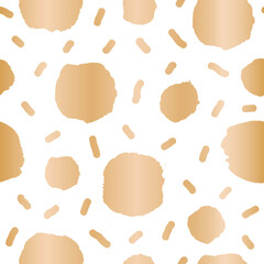 Vector gold dots blots white seamless pattern