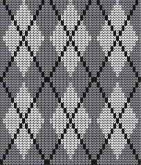 Seamless vector geometric pattern knitted black and white