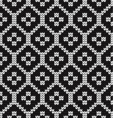 Seamless vector geometric pattern knitted black and white