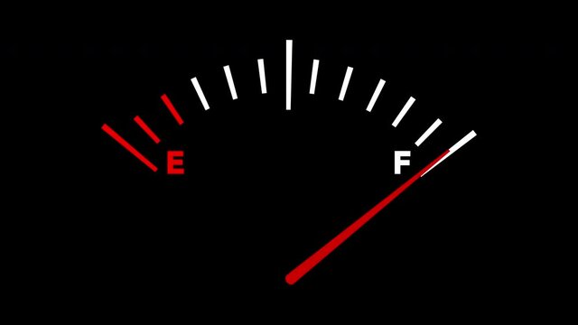 Gasoline Fuel Meter Animation on Black Background
