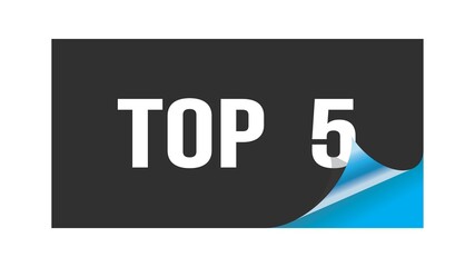 TOP  5 text written on black blue sticker.